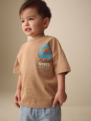 Brown Beach Vibes Short Sleeve Back Print T-Shirt (3mths-7yrs) - Image 2 of 3