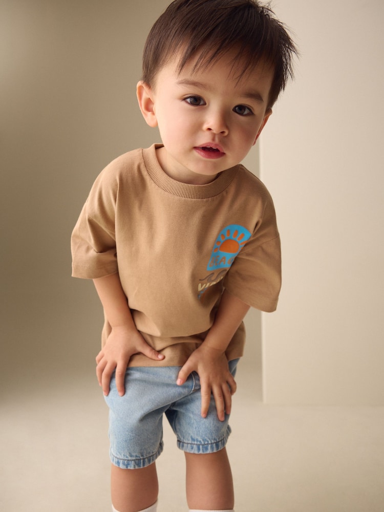 Brown Beach Vibes Short Sleeve Back Print T-Shirt (3mths-7yrs) - Image 3 of 3