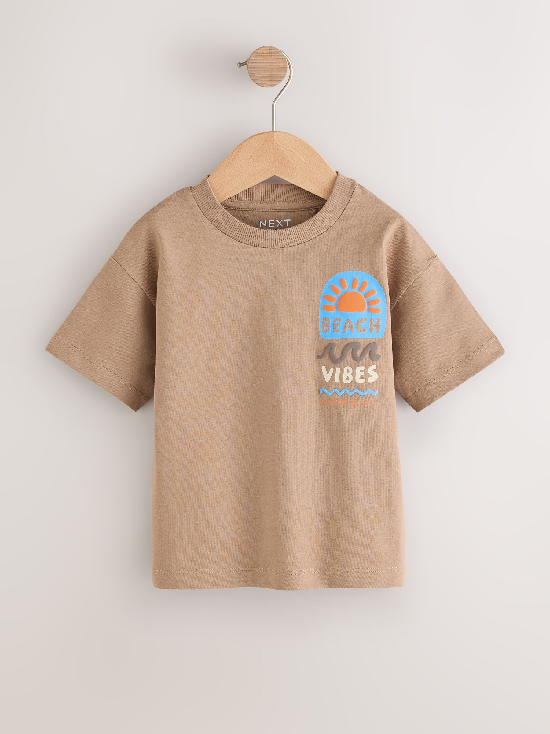 Buy Brown Beach Vibes Short Sleeve Back Print T-Shirt (3mths-7yrs