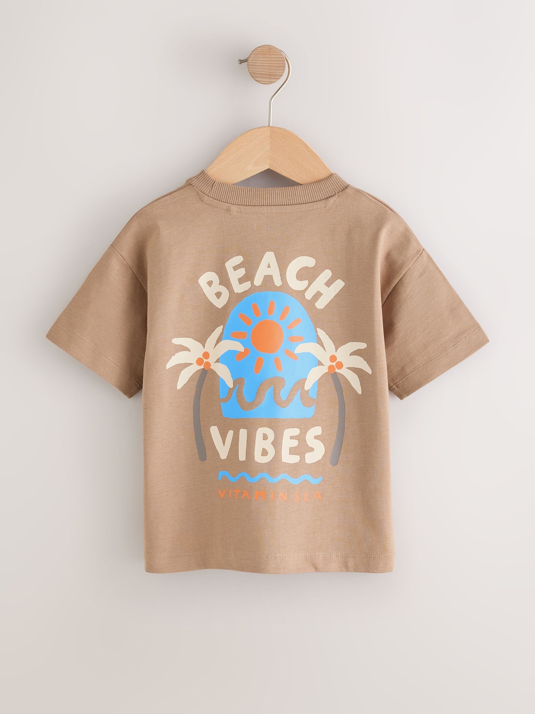 イベントにSalsation Wear V-Tshirt LIGHT BROWN Buy Brown Beach Vibes Short Sleeve Back Print T-Shirt (3mths-7yrs