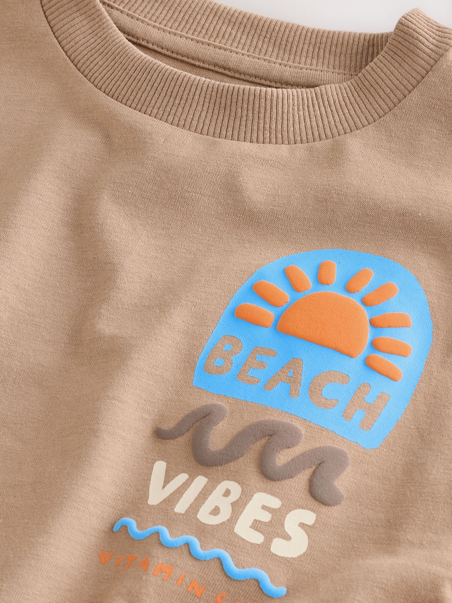 Buy Brown Beach Vibes Short Sleeve Back Print T-Shirt (3mths-7yrs