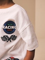 White Race Car Placement Short Sleeve Graphic T-Shirt (3mths-7yrs) - Image 5 of 9
