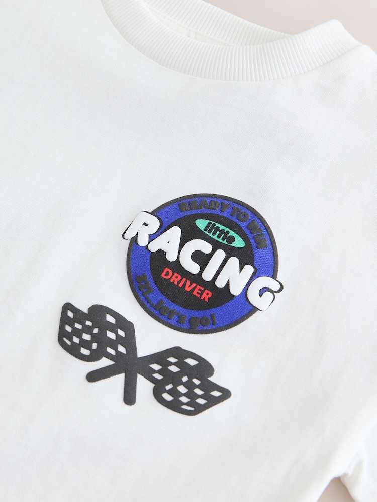 White Race Car Placement Short Sleeve Graphic T-Shirt (3mths-7yrs) - Image 9 of 9