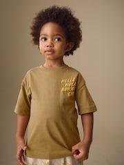 Brown Slogan Short Sleeve Small Graphic T-Shirt (3mths-7yrs) - Image 1 of 8