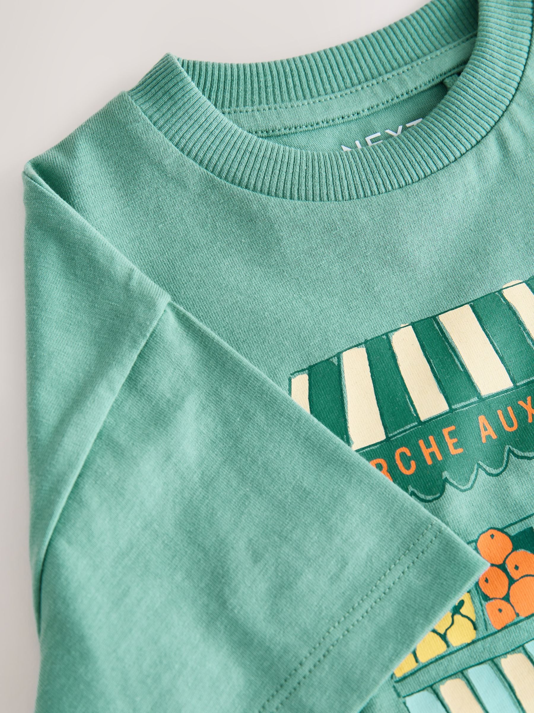 Buy Blue/Green Fruit Stall Short Sleeve Appliqué T-Shirt (3mths