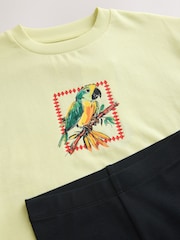 Light Yellow Tropical Summer Short Sleeve T-Shirt and Cycling Shorts Set (3mths-7yrs) - Image 7 of 8