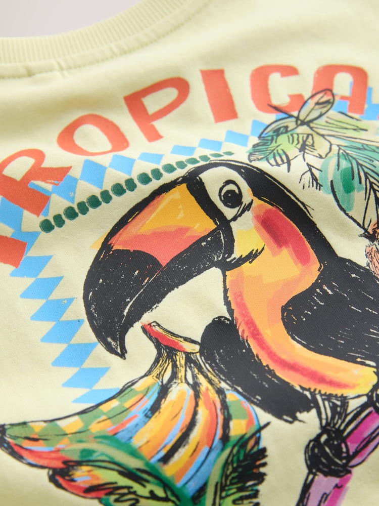 Light Yellow Tropical Summer Short Sleeve T-Shirt and Cycling Shorts Set (3mths-7yrs) - Image 8 of 8 Light Yellow Tropical Summer Short Sleeve T-Shirt and Cycling Shorts Set (3mths-7yrs) - Image 8 of 8