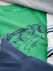 Blue/Green Car Short Sleeve Graphic T-Shirts 4 Pack (3mths-7yrs) - Image 7 of 8