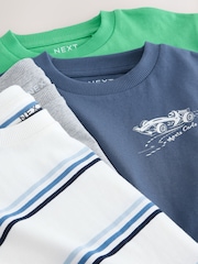 Blue/Green Car Short Sleeve Graphic T-Shirts 4 Pack (3mths-7yrs) - Image 8 of 8