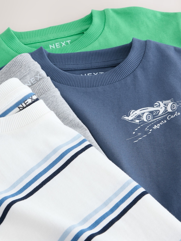 Blue/Green Car Short Sleeve Graphic T-Shirts 4 Pack (3mths-7yrs) - Image 8 of 8