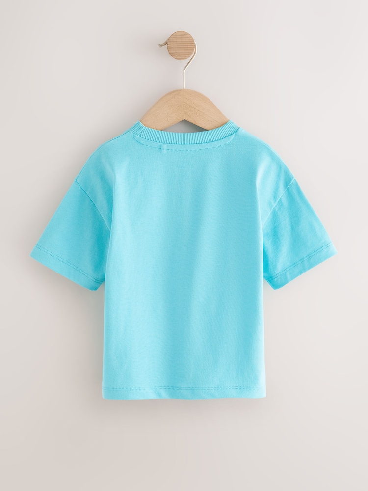 أزرق زاهي - تيشرت سادة بكم قصير (3 شهور-7 سنوات) - صورة 2 من 4