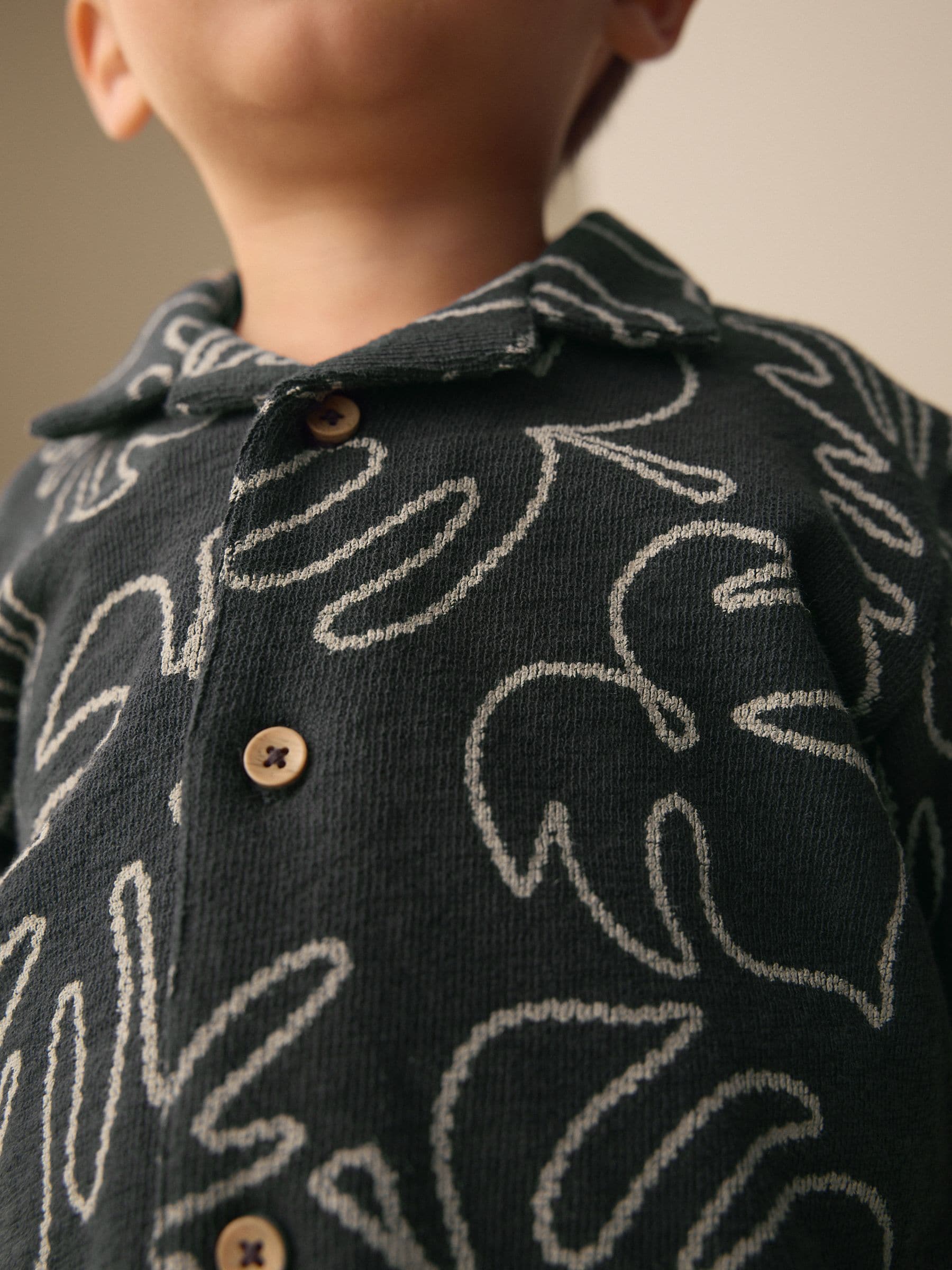Buy Black Leaf Print Short Sleeve Shirt and Shorts Set (3mths-7yrs