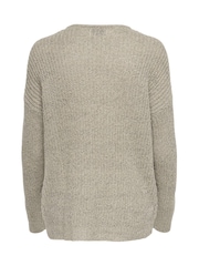 JDY Grey Knitted V-Neck Jumper - Image 5 of 5