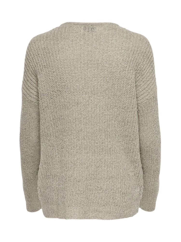JDY Grey Knitted V-Neck Jumper - Image 5 of 5