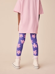 Purple/Pink Flower Leggings (3-16yrs) - Image 3 of 7