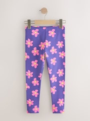 Purple/Pink Flower Leggings (3-16yrs) - Image 4 of 7