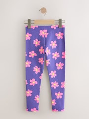 Purple/Pink Flower Leggings (3-16yrs) - Image 5 of 7