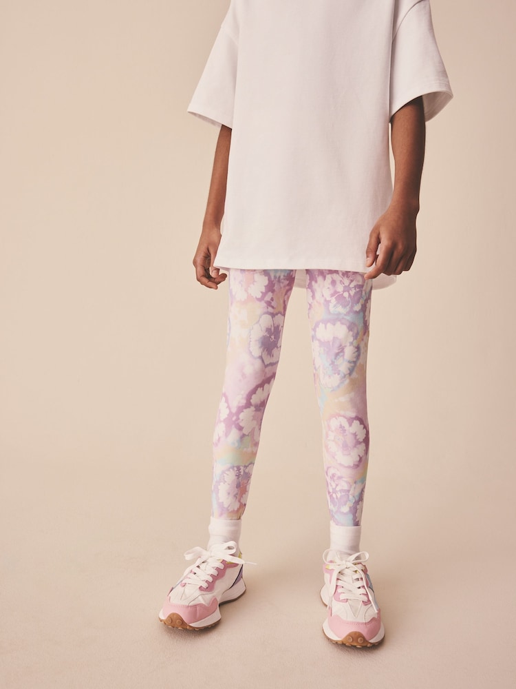 Multi Flower Tie Dye Leggings (3-16yrs) - Image 2 of 7