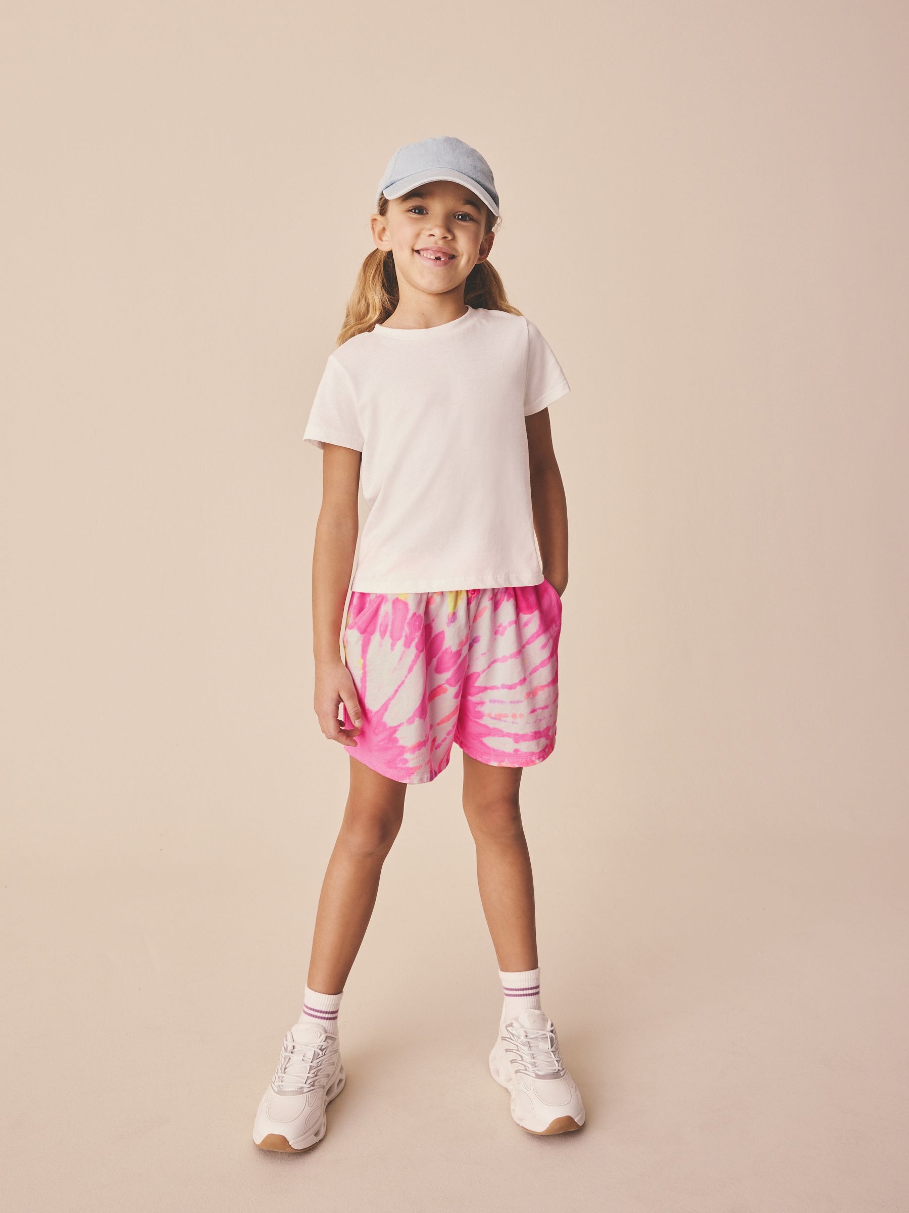 Buy Pink/Yellow Tie Dye Jersey Shorts (3-16yrs) from Next USA