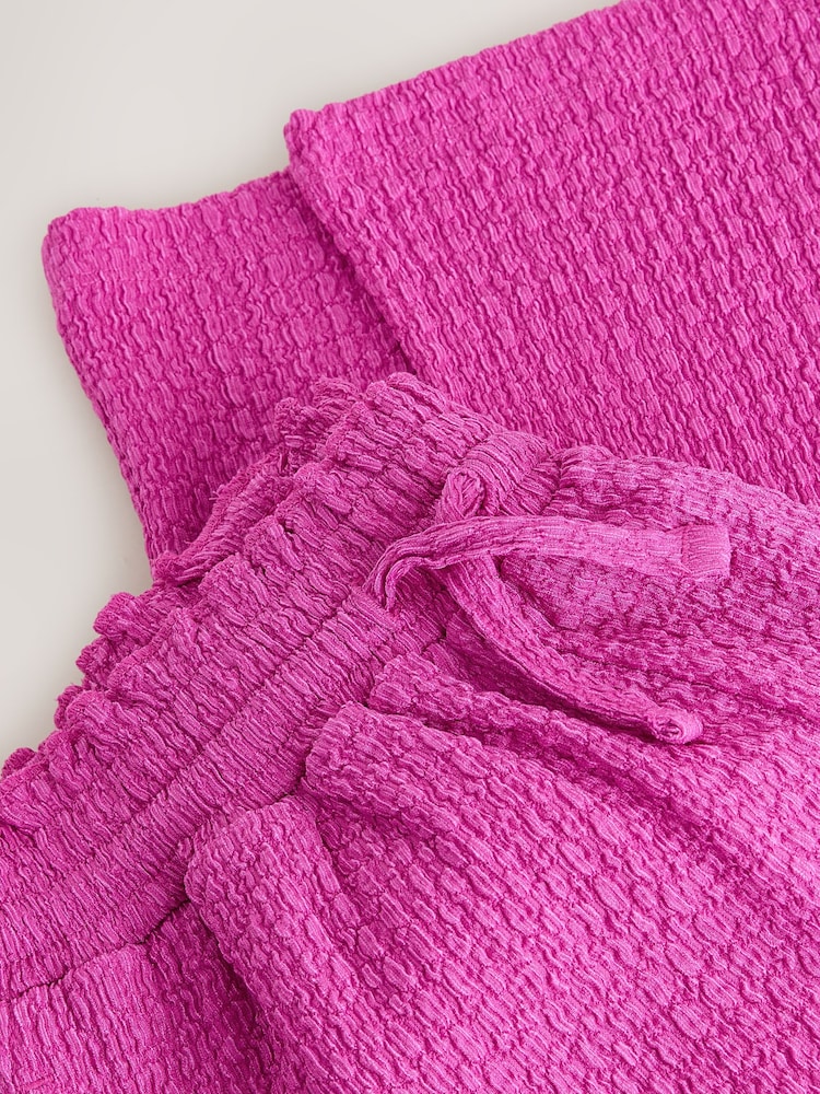 Magenta Pink Wide Leg Crinkle Trousers (3-16yrs) - Image 8 of 8