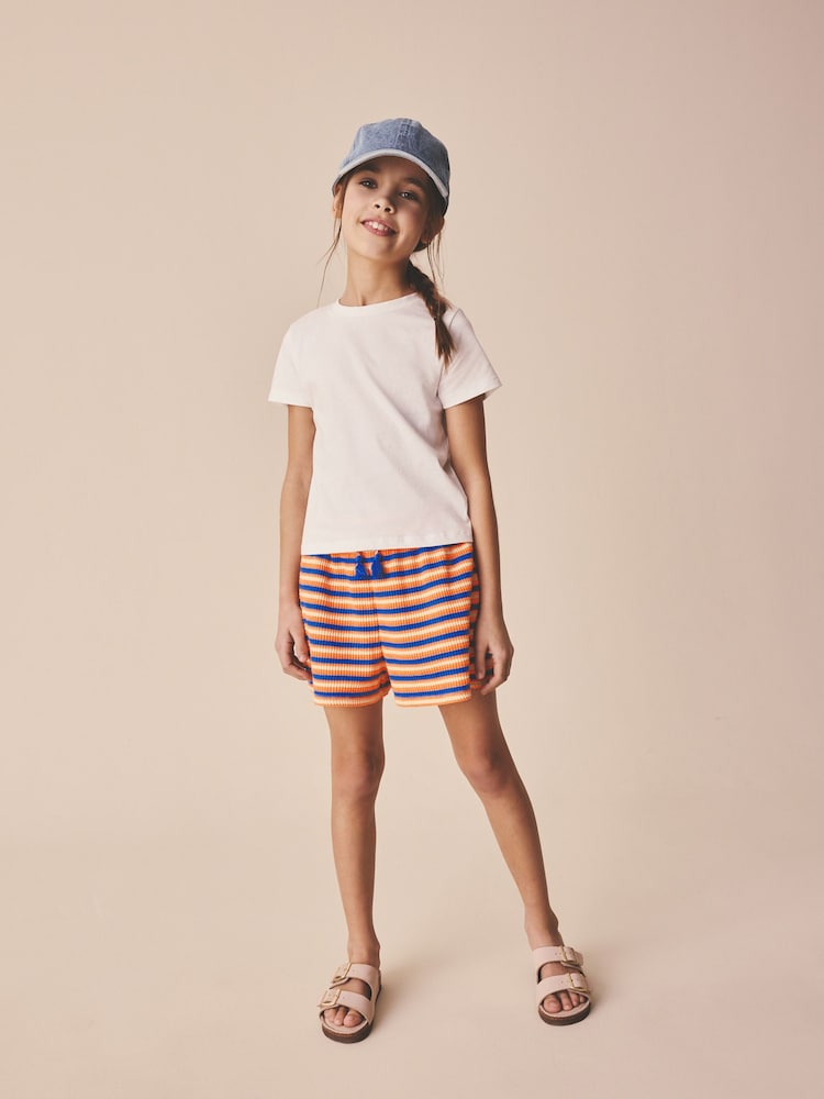 Orange/Blue Stripe Tassel Textured Shorts (3-16yrs) - Image 2 of 8