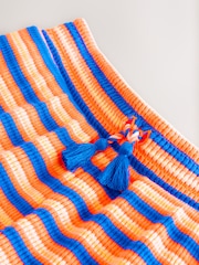 Orange/Blue Stripe Tassel Textured Shorts (3-16yrs) - Image 7 of 8