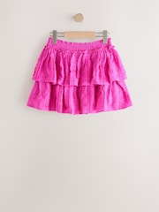 Bright Pink Crinkle Tiered Skirt (3-16yrs) - Image 6 of 8