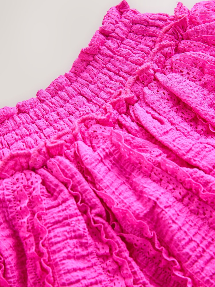 Bright Pink Crinkle Tiered Skirt (3-16yrs) - Image 8 of 8