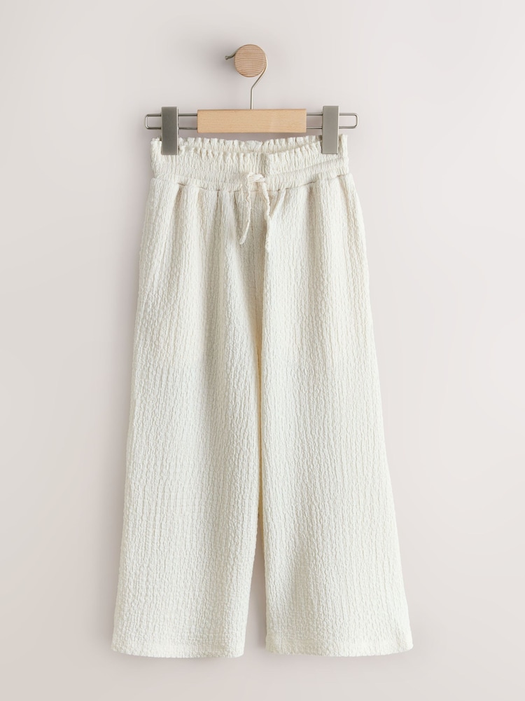 Ecru White Wide Leg Crinkle Trousers (3-16yrs) - Image 1 of 4