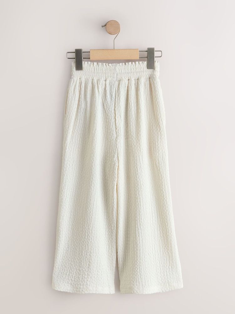 Ecru White Wide Leg Crinkle Trousers (3-16yrs) - Image 2 of 4