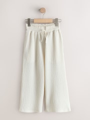Ecru White Wide Leg Crinkle Trousers (3-16yrs) - Image 6 of 9