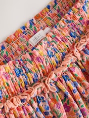 Pink/Orange Floral Crinkle Tiered Skirt (3-16yrs) - Image 4 of 4
