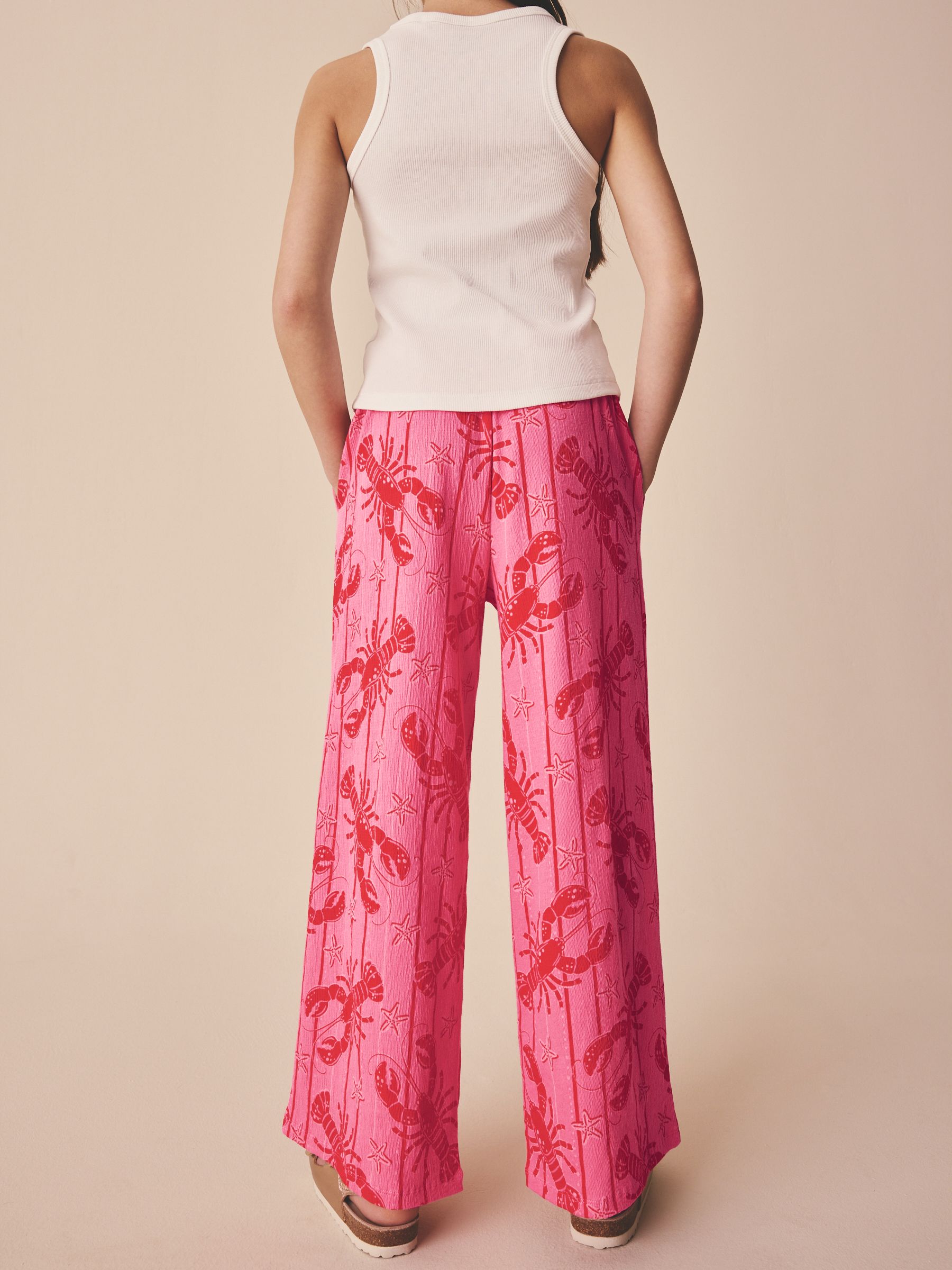 Buy Pink Lobster - Wide Leg Textured Trousers (3-16yrs) from Next Romania