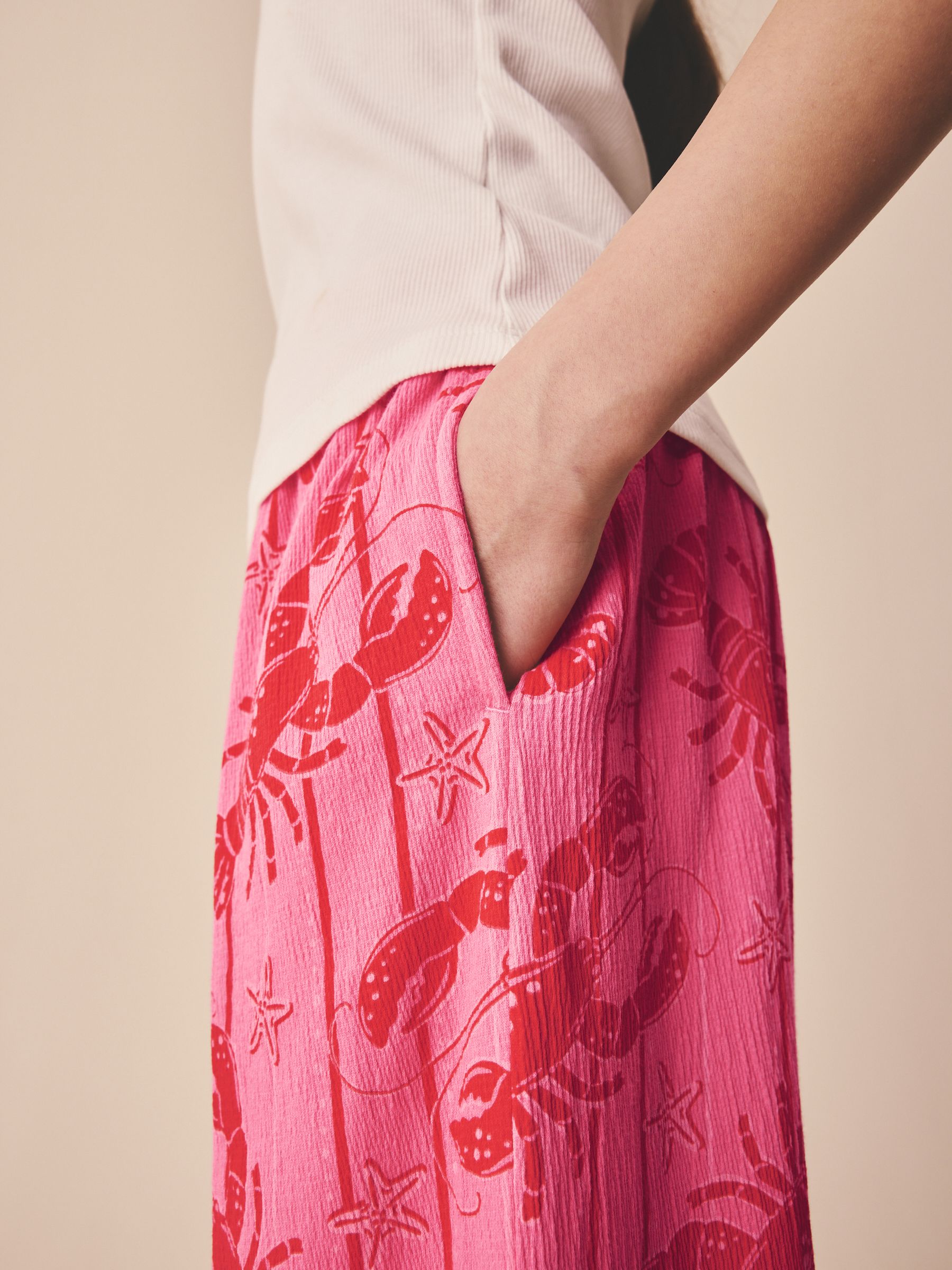 Buy Pink Lobster - Wide Leg Textured Trousers (3-16yrs) from Next Romania