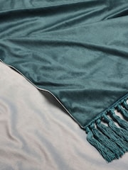 Clarke and Clarke Teal Bloom Ombre Velvet Throw - Image 3 of 5