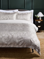 Clarke and Clarke Natural Folius Jacquard Duvet Cover and Pillowcase Set - Image 1 of 5