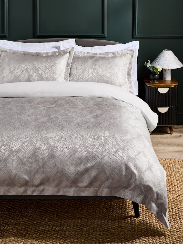 Clarke and Clarke Natural Folius Jacquard Duvet Cover and Pillowcase Set - Image 1 of 5