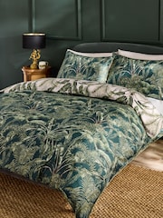 Clarke and Clarke Green Majorelle 200 Thread Count Duvet Cover and Pillowcase Set - Image 1 of 5