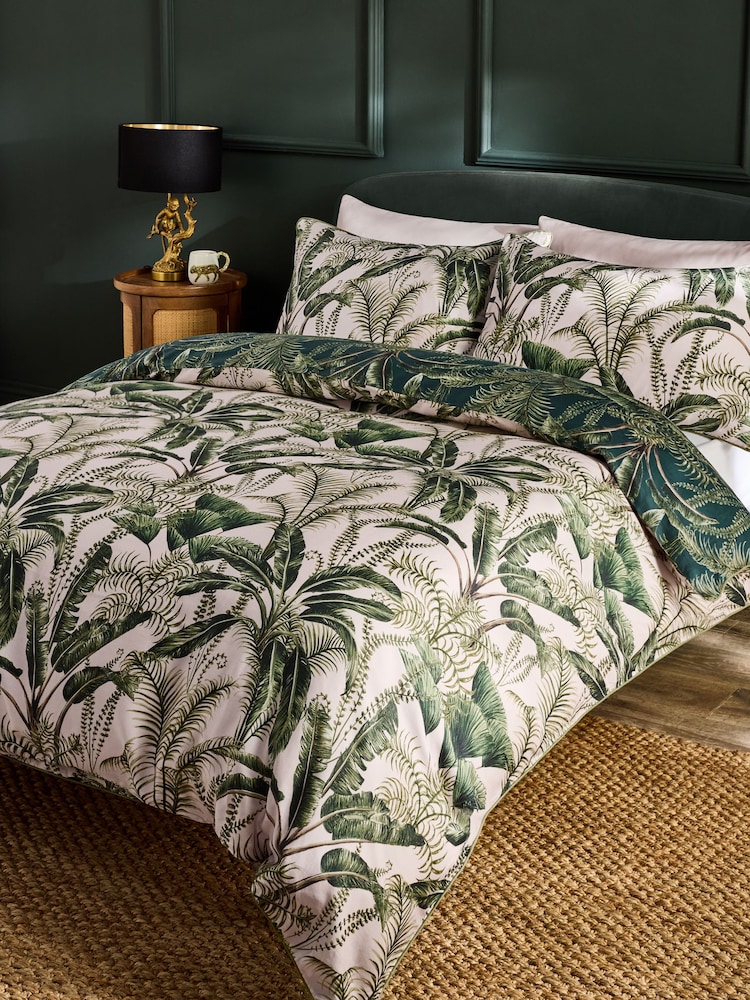Clarke and Clarke Green Majorelle 200 Thread Count Duvet Cover and Pillowcase Set - Image 2 of 5