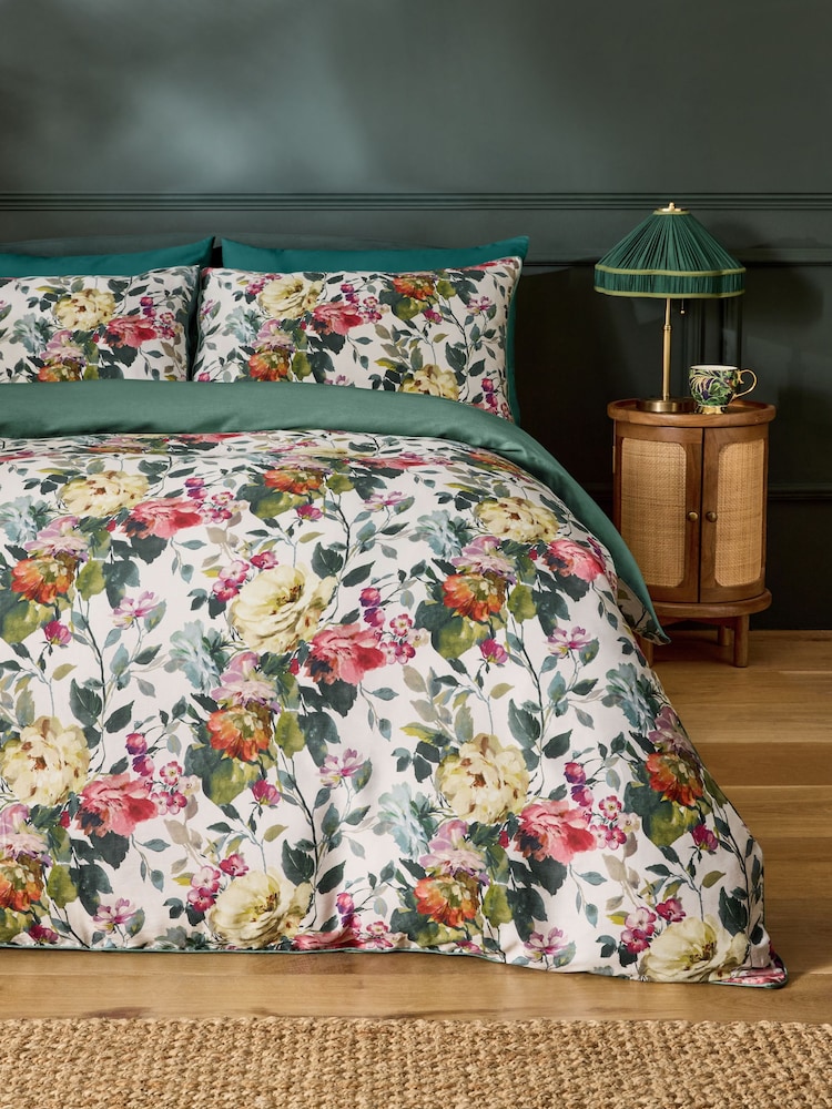Clarke and Clarke Green Bloom Spring 200 Thread Count Duvet Cover and Pillowcase Set - Image 1 of 5