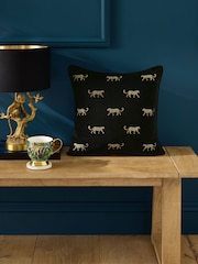 Clarke and Clarke Duma Leopard Embroidered Velvet Cushion - صورة 1 من 5