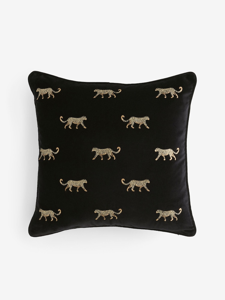 Clarke and Clarke Duma Leopard Embroidered Velvet Cushion - صورة 5 من 5