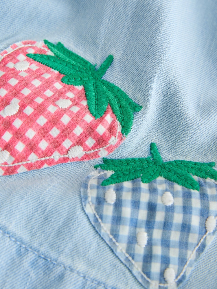 Strawberry Embroidered Denim Blouse And Short Co-ord Set (3mths-8yrs) - Image 10 of 10