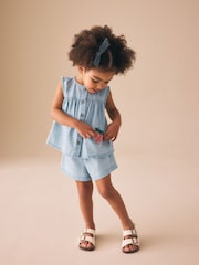 Strawberry Embroidered Denim Blouse And Short Co-ord Set (3mths-8yrs) - Image 2 of 4