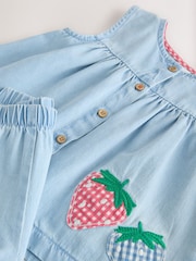Strawberry Embroidered Denim Blouse And Short Co-ord Set (3mths-8yrs) - Image 9 of 10
