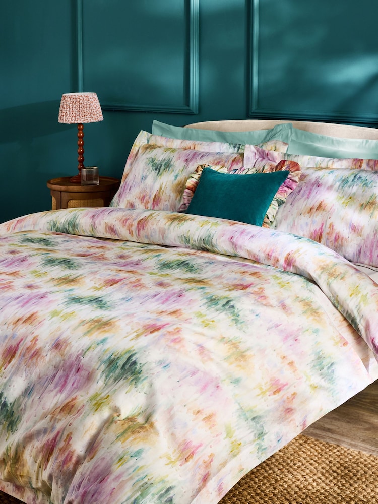 Clarke and Clarke Pink Trueno 200 Thread Count Duvet Cover and Pillowcase Set - Image 1 of 4