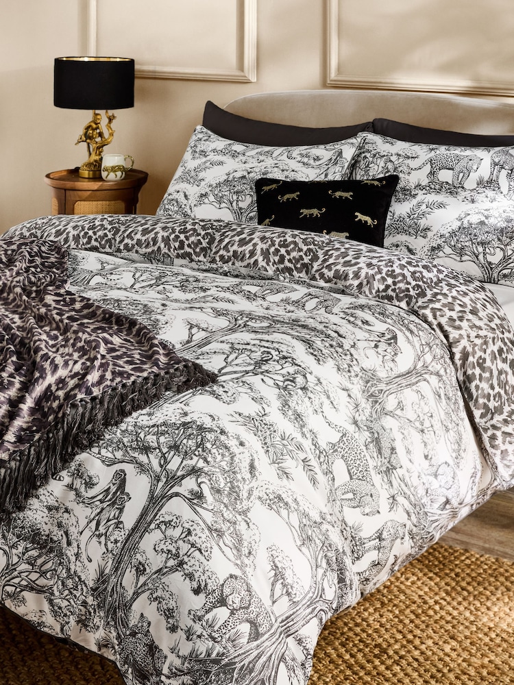 Clarke and Clarke Black Kisumu 200 Thread Count Duvet Cover and Pillowcase Set - Image 2 of 5