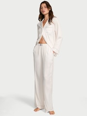 Victoria's Secret Coconut White Diamanté Trim Satin Shine Long Pyjamas Set - Image 1 of 3