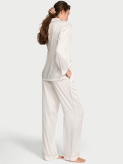 Victoria's Secret Coconut White Diamanté Trim Satin Shine Long Pyjamas Set - Image 2 of 3