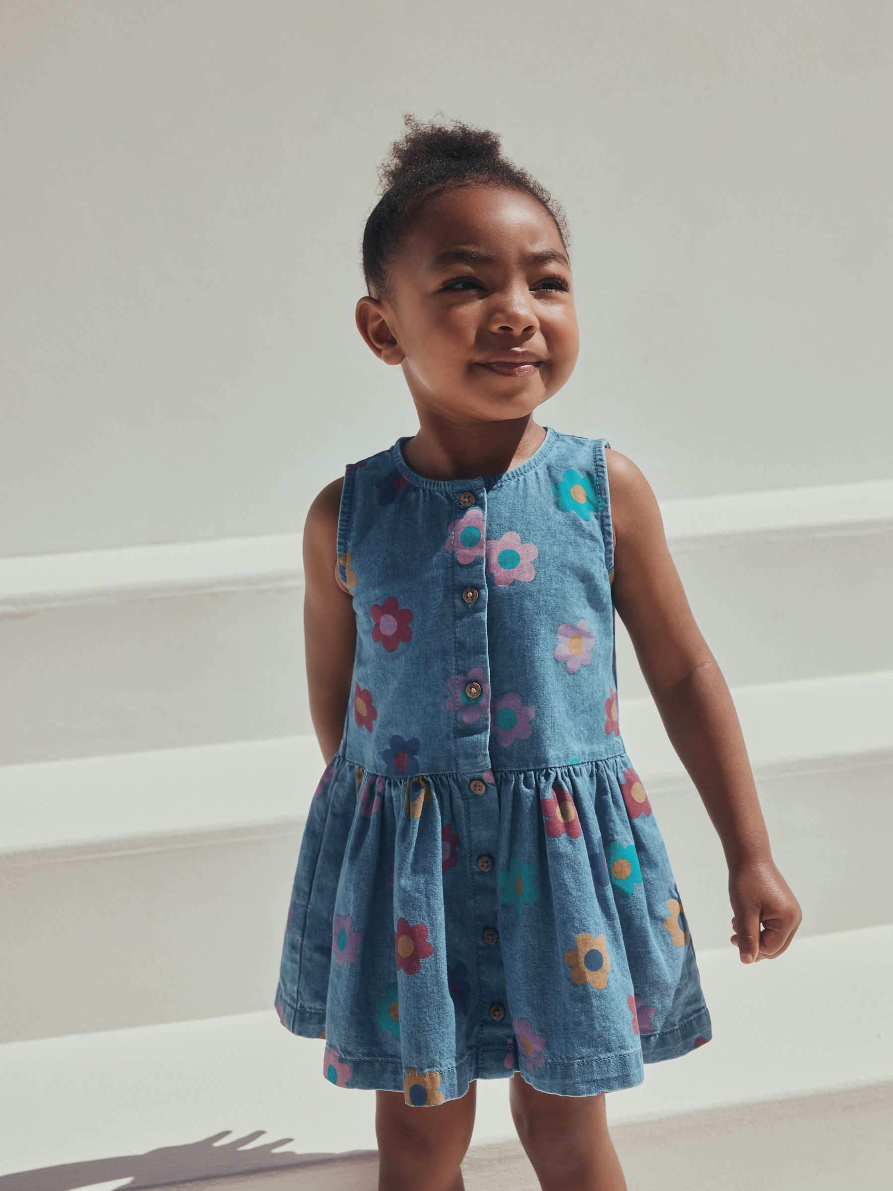 Buy Flower Print Sleeveless Denim Dress (3mths-8yrs) from Next USA
